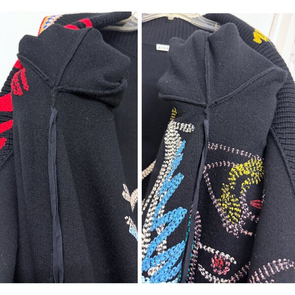 Alice + Olivia Tom Wesselmann Astrid Cardigan Sweater Black Natural Beauty L - Picture 15 of 16